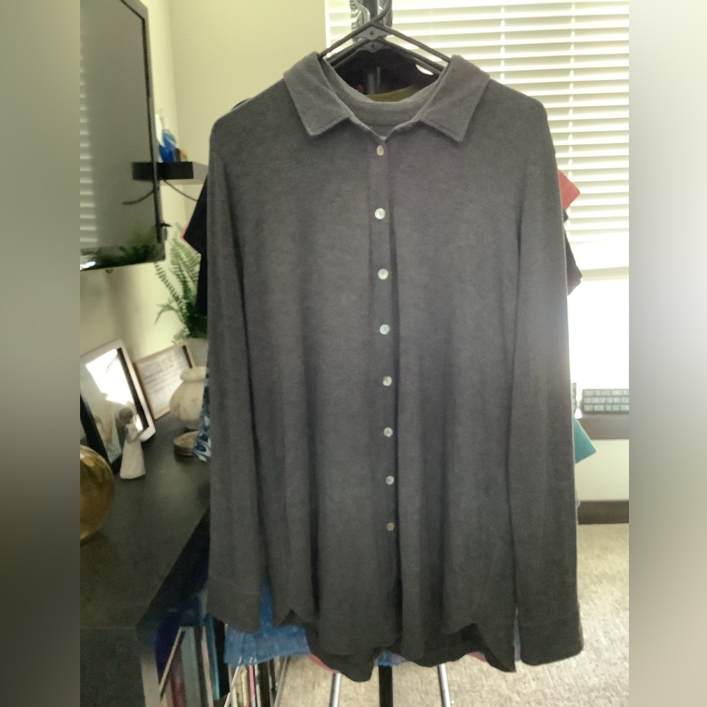 Soft Surroundings Charcoal Grey Collared Tunic